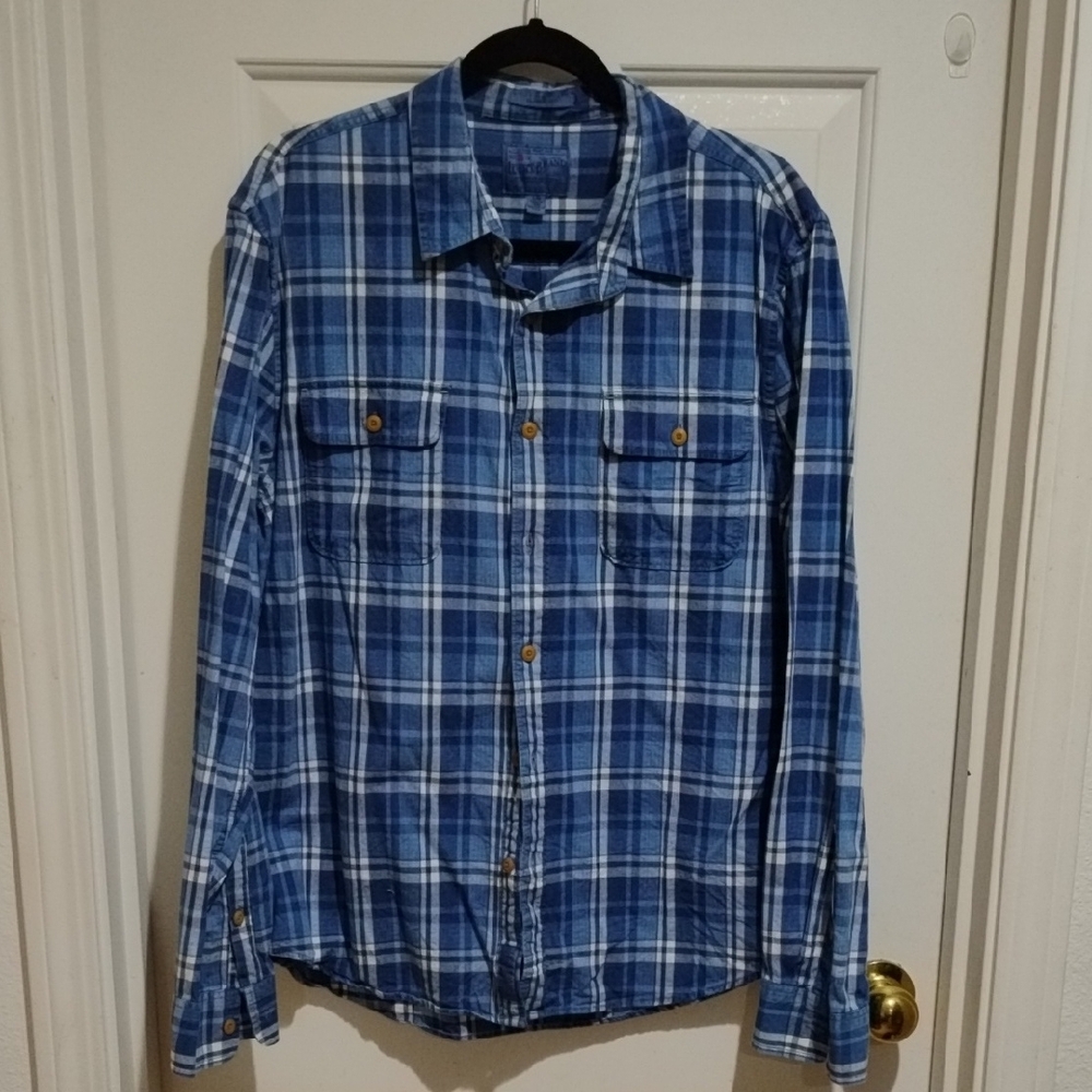 Lucky Brand Blue Plaid Casual Shirt